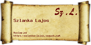 Szlanka Lajos névjegykártya
